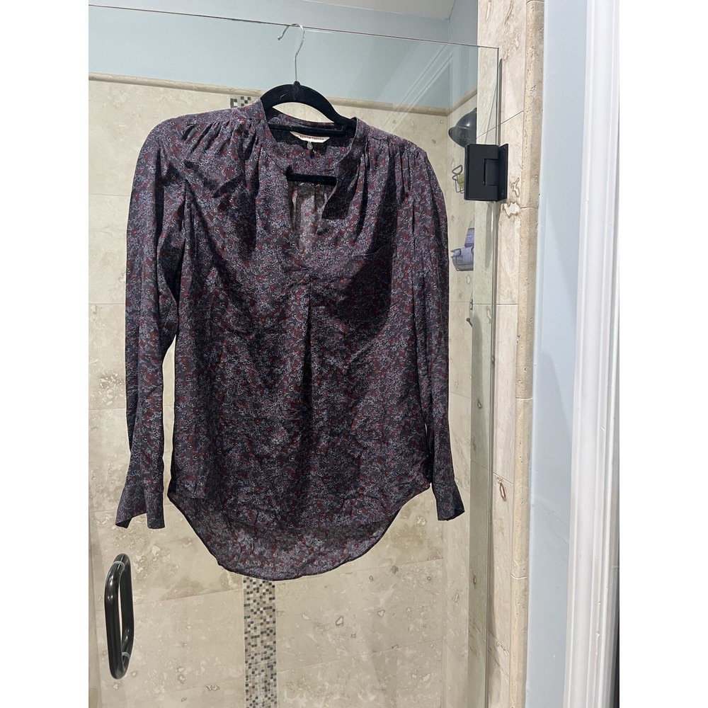 Rebecca Taylor Hudson Paisley Multicolor Silk Long Sleeve Top Blouse Size 2